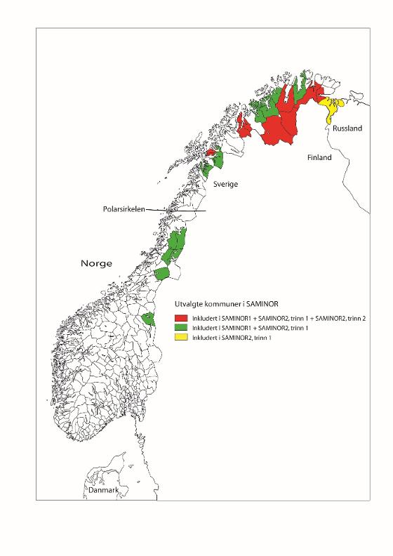 Oversikt over kommuner invitert til SAMINOR trinn 1