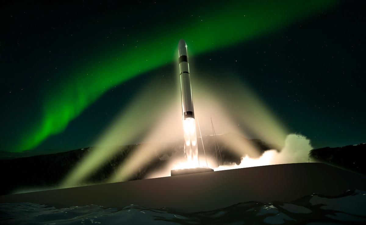 Illustrasjon av rakett som skytes opp fra And&oslash;ya