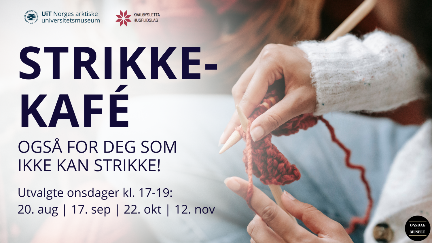 Illustrasjons-/bannerbilde for Strikkekaf&eacute;  // Knitting caf&eacute;