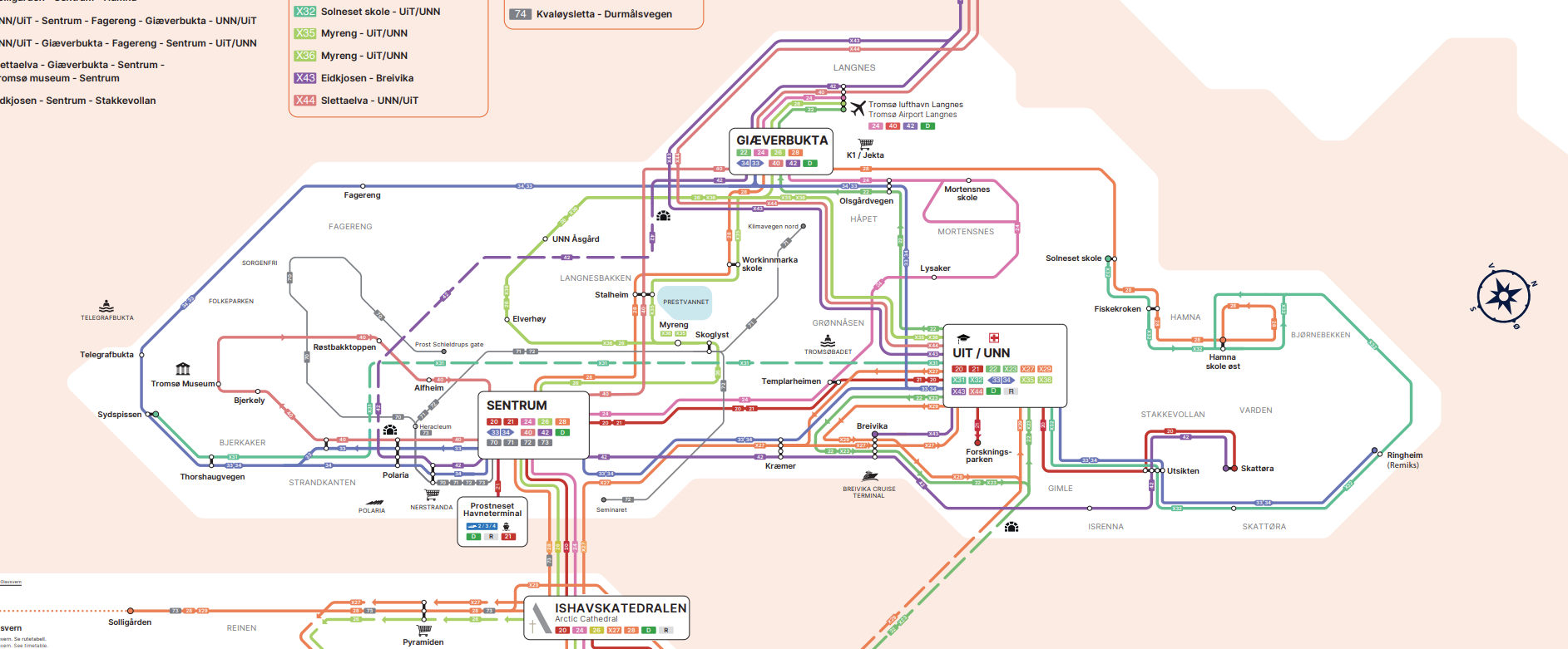 Bus lines in Troms&oslash;. https://svipper.no/menu/travel/timetables-and-maps/route-maps/