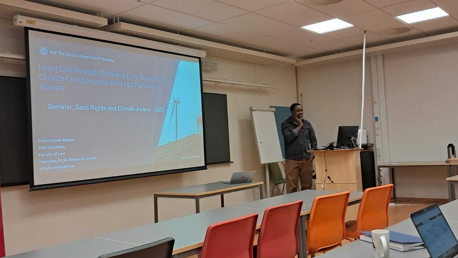 man presenting. 